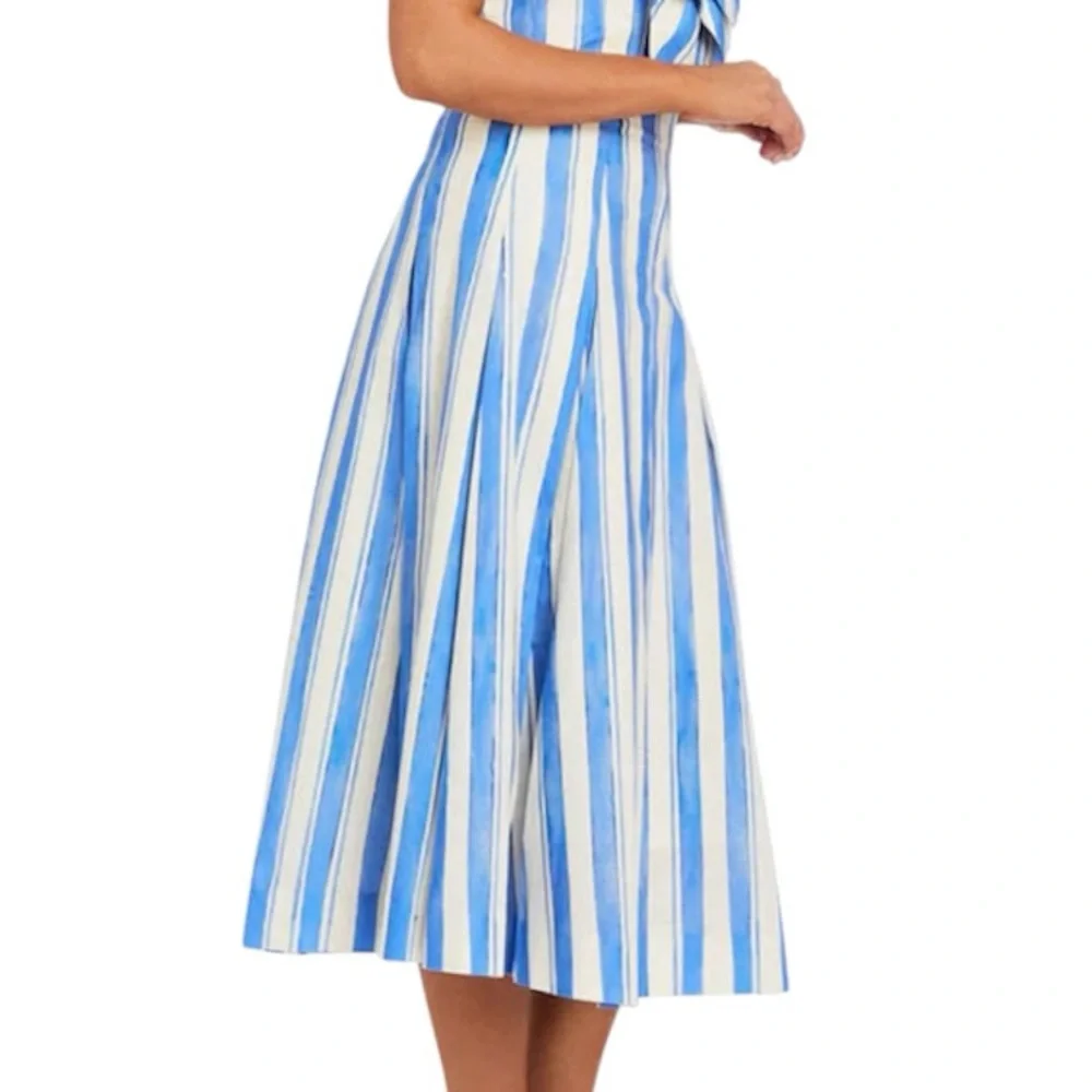 Mestiza New York Seville Midi Skirt Sz 12 Santorini Stripe Linen Blend NWT - Picture 2 of 12